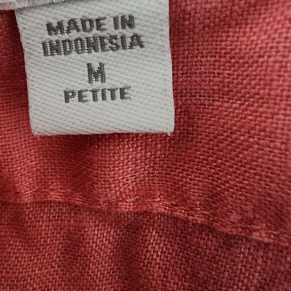 J Jill Love Linen Essential Long Sleeve Button Down Shirt Size Medium Petite - Picture 7 of 8